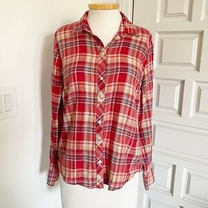 Lucky Brand Plaid Button Down Shirt Red Size Medium